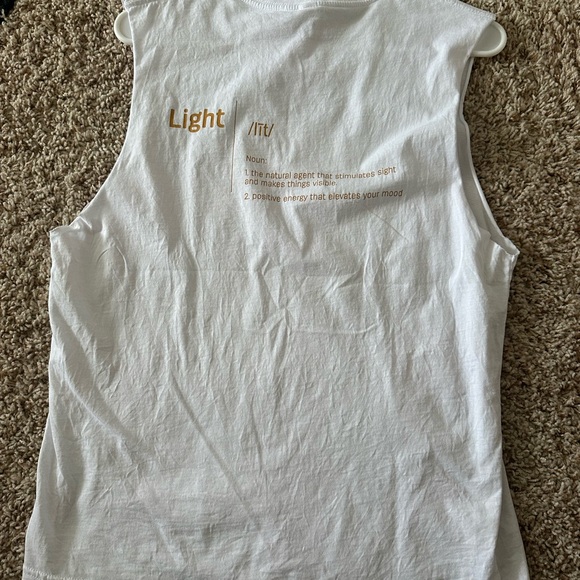 ZYIA “light” White Tank Top with Gold Graphic - Picture 2 of 2